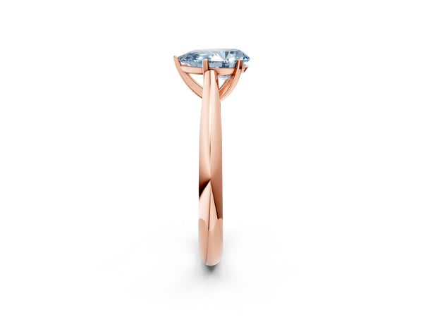 Rose gold Fancy Blue Pear Cut Diamond Solitaire Engagement Ring with Cathedral Setting and Four-Prong Mount