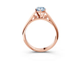 Rose gold Fancy Blue Pear Cut Diamond Solitaire Engagement Ring with Cathedral Setting and Four-Prong Mount_114