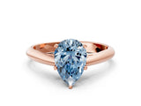 Rose gold Fancy Blue Pear Cut Diamond Solitaire Engagement Ring with Cathedral Setting and Four-Prong Mount_24