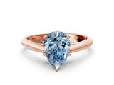 Rose gold Fancy Blue Pear Cut Diamond Solitaire Engagement Ring with Cathedral Setting and Four-Prong Mount_30