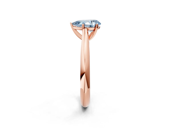 Rose gold Fancy Blue Pear Cut Diamond Solitaire Engagement Ring with Cathedral Setting and Four-Prong Mount