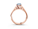 Rose gold Fancy Blue Pear Cut Diamond Solitaire Engagement Ring with Cathedral Setting and Four-Prong Mount_81