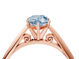 Rose gold Fancy Blue Pear Cut Diamond Solitaire Engagement Ring with Cathedral Setting and Four-Prong Mount_82
