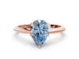 Rose gold Fancy Blue Pear Cut Diamond Solitaire Engagement Ring with Classic Band and Four-Prong Setting_24