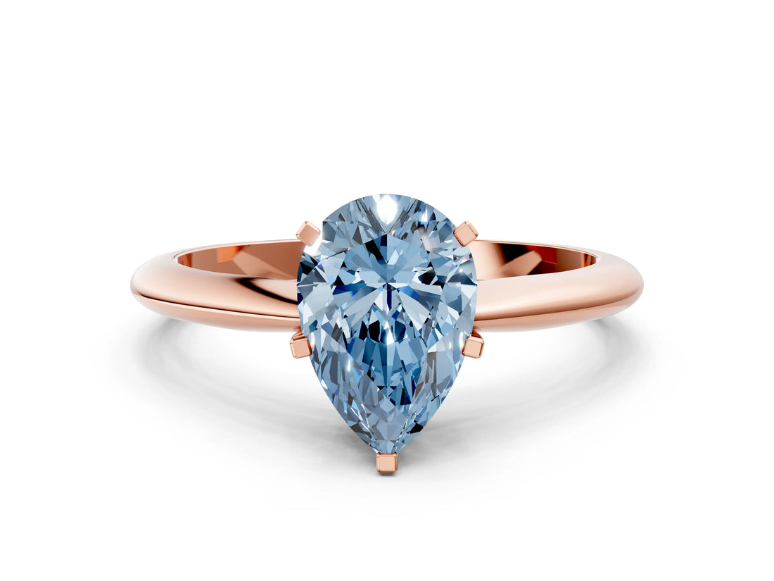 Rose gold Fancy Blue Pear Cut Diamond Solitaire Engagement Ring with Classic Band and Four-Prong Setting_87