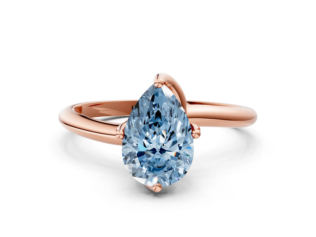 Rose gold Fancy Blue Pear Cut Diamond Solitaire Engagement Ring with Four-Prong Setting and Classic Band_20