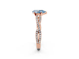 Rose gold Fancy Blue Pear Cut Diamond Solitaire Engagement Ring with Twisted Pavé Band and Four-Prong Setting_45