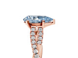 Rose gold Fancy Blue Pear Cut Diamond Solitaire Engagement Ring with Twisted Pavé Band and Four-Prong Setting_48