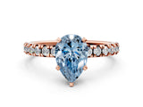 Rose gold Fancy Blue Pear Cut Diamond Solitaire Pavé Engagement Ring with Round Band and Prong Setting_13