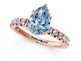 Rose gold Fancy Blue Pear Cut Diamond Solitaire Pavé Engagement Ring with Round Band and Prong Setting_38