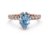 Rose gold Fancy Blue Pear Cut Diamond Solitaire Pavé Engagement Ring with Round Band and Prong Setting_73