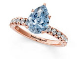 Rose gold Fancy Blue Pear Cut Diamond Solitaire Pavé Engagement Ring with Round Band and Prong Setting_74