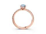 Rose gold Fancy Blue Pear Cut Diamond Solitaire Pavé Engagement Ring with Round Band and Prong Setting_76
