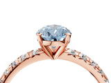 Rose gold Fancy Blue Pear Cut Diamond Solitaire Pavé Engagement Ring with Round Band and Prong Setting_77