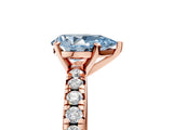 Rose gold Fancy Blue Pear Cut Diamond Solitaire Pavé Engagement Ring with Round Band and Prong Setting_78