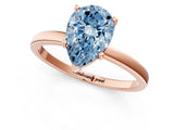 Rose gold Fancy Blue Pear Cut Diamond Solitaire Ring with Classic Band and Four-Prong Setting_1