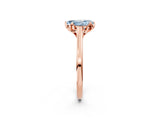 Rose gold Fancy Blue Pear Cut Diamond Solitaire Ring with Flower Prong Setting and Classic Band_83