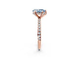 Rose gold Fancy Blue Pear Cut Diamond Solitaire Ring with Four-Prong Setting and Pavé Band_5
