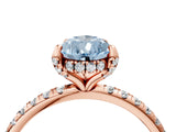 Rose gold Fancy Blue Pear Cut Diamond Solitaire Ring with Four-Prong Setting and Pavé Band_7