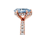 Rose gold Fancy Blue Pear Cut Diamond Solitaire Ring with Four-Prong Setting and Pavé Band_8