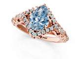Rose gold Fancy Blue Pear Cut Diamond Solitaire Ring with Hidden Halo and Pavé Band_28