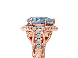 Rose gold Fancy Blue Pear Cut Diamond Solitaire Ring with Hidden Halo and Pavé Band_32