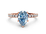 Rose gold Fancy Blue Pear Cut Diamond Solitaire Ring with Pavé Band and Four-Prong Setting_61