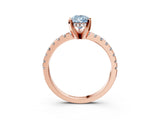 Rose gold Fancy Blue Pear Cut Diamond Solitaire Ring with Pavé Band and Four-Prong Setting_64