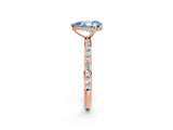 Rose gold Fancy Blue Pear Cut Diamond Solitaire Ring with Pavé Band and Hidden Halo_22