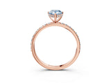Rose gold Fancy Blue Pear Cut Diamond Solitaire Ring with Pavé Band and Hidden Halo_23