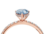 Rose gold Fancy Blue Pear Cut Diamond Solitaire Ring with Pavé Band and Hidden Halo_24