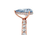 Rose gold Fancy Blue Pear Cut Diamond Solitaire Ring with Pavé Band and Hidden Halo_25