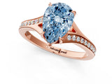 Rose gold Fancy Blue Pear Cut Diamond Solitaire Ring with Pavé Band and Prong Setting_13