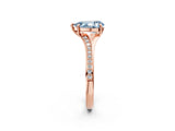 Rose gold Fancy Blue Pear Cut Diamond Solitaire Ring with Pavé Band and Prong Setting_14