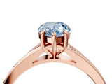 Rose gold Fancy Blue Pear Cut Diamond Solitaire Ring with Pavé Band and Prong Setting_16