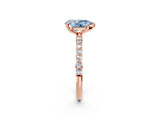 Rose gold Fancy Blue Pear Cut Diamond Solitaire Ring with Pave Band and Four Prong Setting_92