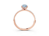 Rose gold Fancy Blue Pear Cut Diamond Solitaire Ring with Pave Band and Four Prong Setting_93