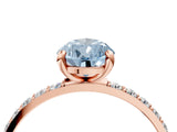 Rose gold Fancy Blue Pear Cut Diamond Solitaire Ring with Pave Band and Four Prong Setting_94