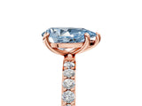 Rose gold Fancy Blue Pear Cut Diamond Solitaire Ring with Pave Band and Four Prong Setting_95