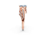 Rose gold Fancy Blue Pear Cut Diamond Solitaire Ring with Prong Setting and Twisted Pavé Band_2