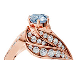 Rose gold Fancy Blue Pear Cut Diamond Solitaire Ring with Prong Setting and Twisted Pavé Band_4