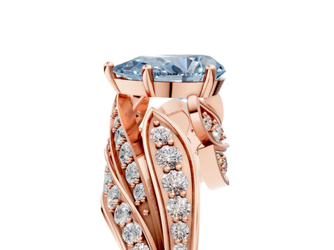 Rose gold Fancy Blue Pear Cut Diamond Solitaire Ring with Prong Setting and Twisted Pavé Band_5