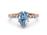 Rose gold Fancy Blue Pear Cut Diamond Solitaire Ring with Round  Pavé Band and Four-Prong Setting_36