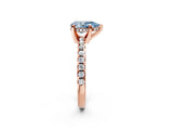Rose gold Fancy Blue Pear Cut Diamond Solitaire Ring with Round  Pavé Band and Four-Prong Setting_38