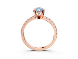 Rose gold Fancy Blue Pear Cut Diamond Solitaire Ring with Round  Pavé Band and Four-Prong Setting_39