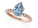 Rose gold Fancy Blue Pear Cut Diamond Solitaire Ring with Round  Pavé Band and Four-Prong Setting_43