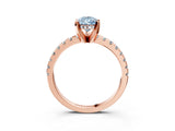 Rose gold Fancy Blue Pear Cut Diamond Solitaire Ring with Round  Pavé Band and Four-Prong Setting_45