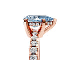 Rose gold Fancy Blue Pear Cut Diamond Solitaire Ring with Round  Pavé Band and Four-Prong Setting_47