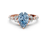 Rose gold Fancy Blue Pear Cut Diamond Solitaire Ring with Side Stones and Four-Prong Setting_51