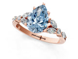 Rose gold Fancy Blue Pear Cut Diamond Solitaire Ring with Side Stones and Four-Prong Setting_52